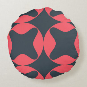 Vibrant, lively, simple, abstract geometric art round pillow