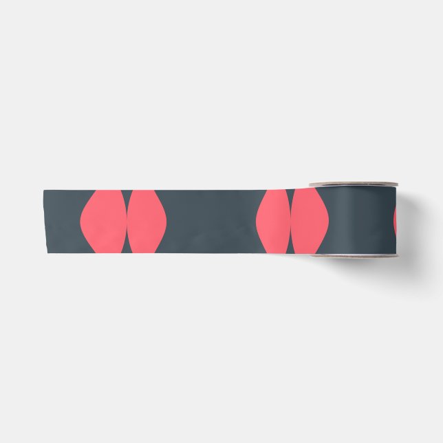 Vibrant, lively, simple, abstract geometric art satin ribbon (Front)