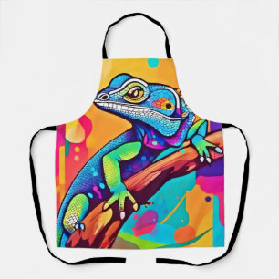 Vibrant Lizard Artwork Apron