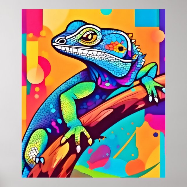 Vibrant Lizard Artwork Poster (Front)