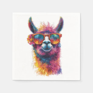 Vibrant Llama Head Illustration – Colorful, Unique Napkin