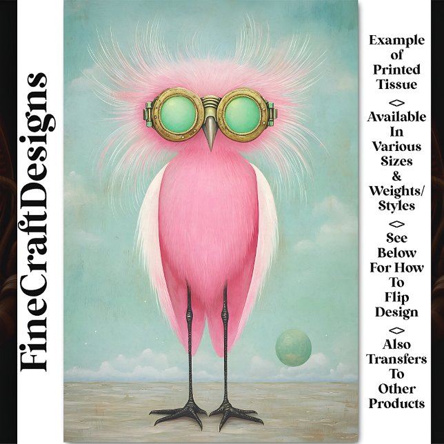 Vibrant Long Legged Funny Pink Bird BS9 Decoupage Tissue Paper (Creator Uploaded)