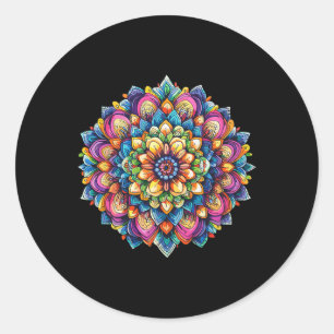 Vibrant Lotus Mandala Meditation Flower Wheel Classic Round Sticker