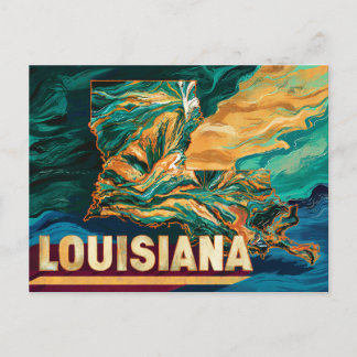 Vibrant Louisiana Map Art Postcard