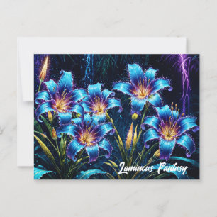 Vibrant luminous floral digital fantasy garden postcard