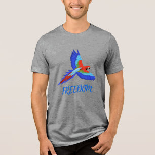 Vibrant Macaw Parrot Freedom Tri-blend T-Shirt Shirt