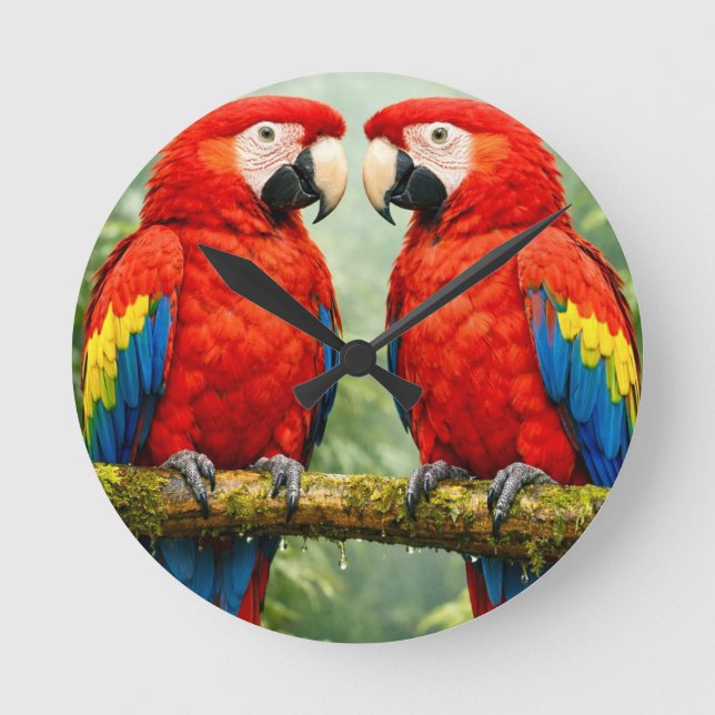 “Vibrant Macaw Parrot Wall Clock |  (Front)