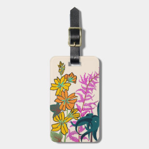Vibrant Magenta & Orange Art Deco Flower Art Luggage Tag