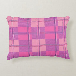 Vibrant Magenta Pink Plaid Aesthetic Accent Pillow