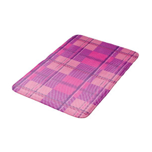 Vibrant Magenta Pink Plaid Aesthetic Bath Mat