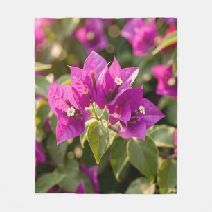 Vibrant Magenta Purple Bougainvillea Bloom Fleece Blanket