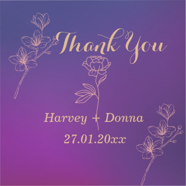 Vibrant Magenta Purple Thank you Wedding (Front)