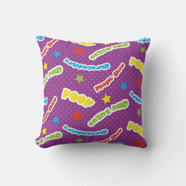 Vibrant Magic-Themed Pattern Throw Pillow (Front)