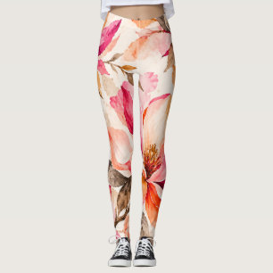 Vibrant Magnolia Botanical Floral Design Leggings