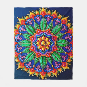 Vibrant Mandala Artistry Fleece Blanket