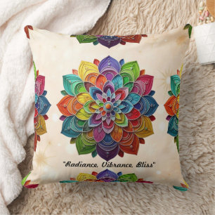 "Vibrant Mandala Creation" Throw Pillow