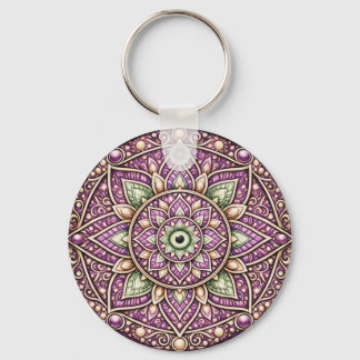 Vibrant Mandala Design– Colourful Geometric Ar Keychain