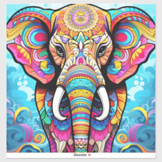 Vibrant Mandala Elephant Sticker