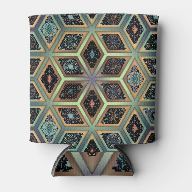 Vibrant Mandala Floral Carpet Can Cooler (Front)