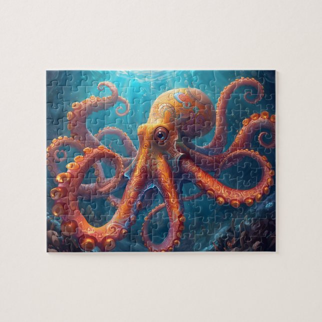 Vibrant Mandala Octopus Art Jigsaw Puzzle (Horizontal)