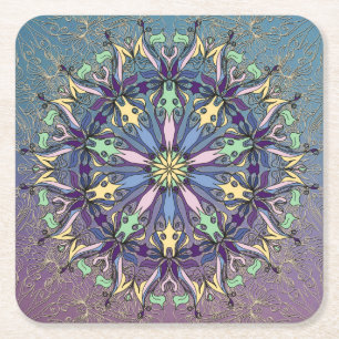 Vibrant Mandala Paper Coaster