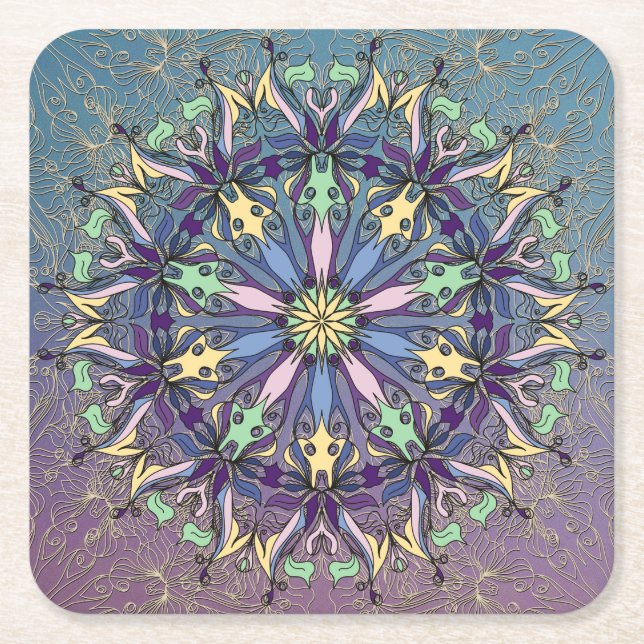Vibrant Mandala Paper Coaster (Front)