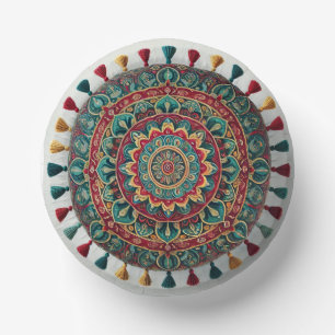 Vibrant Mandala Paper Plate Art with Tassels
