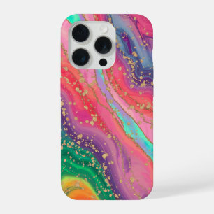 Vibrant Marble Abstract with Gold Accents iPhone 15 Pro Case