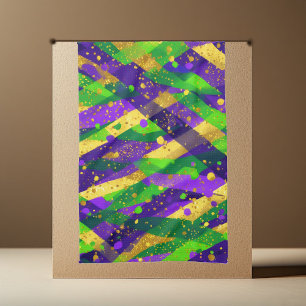 Vibrant Mardi Gras Purple Green Gold Cool Stripes  Kitchen Towel