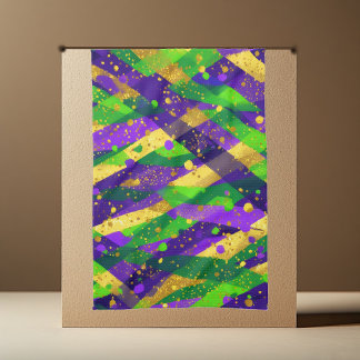 Vibrant Mardi Gras Purple Green Gold Cool Stripes Kitchen Towel