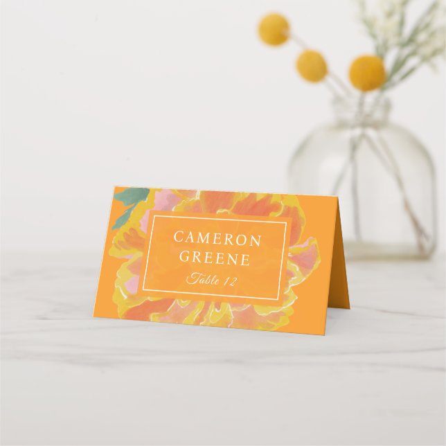 Vibrant Marigold Orange Wedding  Place Card (Front)