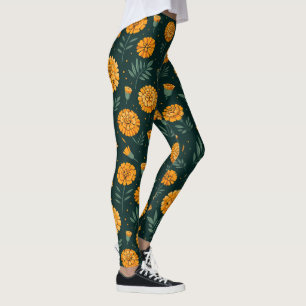 Vibrant Marigolds Pattern Leggings