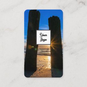 Vibrant maritime beach sunset travel agent logo business card