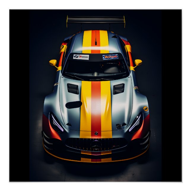 Vibrant Matte Race Car Poster - Rev Up Your Walls  (Front)