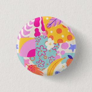 Vibrant Maxi Patchwork 1 Inch Round Button