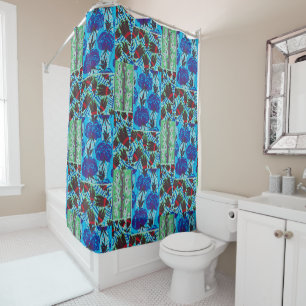 Vibrant Maximalist Blue & Green Floral Art