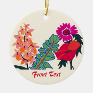 Vibrant Maximalist Boho Floral Garden Art Ceramic Ornament
