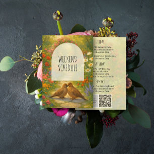 Vibrant Maximalist Garden Wedding Weekend Schedule Enclosure Card
