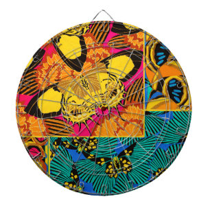 Vibrant Maximalist Pink & Teal Butterfly Art Dartboard