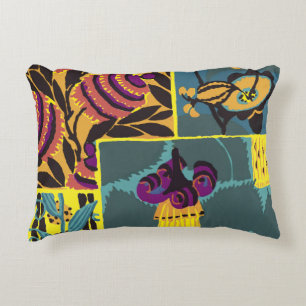 Vibrant Maximalist Purple & Teal Floral Print Accent Pillow