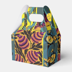 Vibrant Maximalist Purple & Teal Floral Print Favor Box