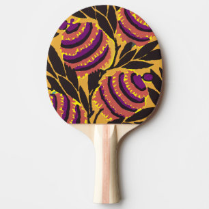 Vibrant Maximalist Purple & Teal Floral Print Ping Pong Paddle