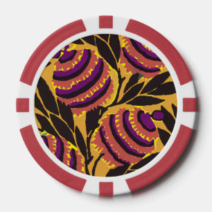 Vibrant Maximalist Purple & Teal Floral Print Poker Chips