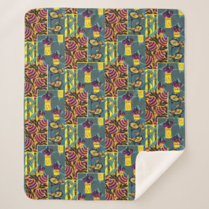 Vibrant Maximalist Purple & Teal Floral Print Sherpa Blanket