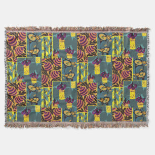 Vibrant Maximalist Purple & Teal Floral Print Throw Blanket