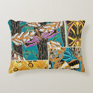 Vibrant Maximalist Teal & Purple Butterfly Art Accent Pillow