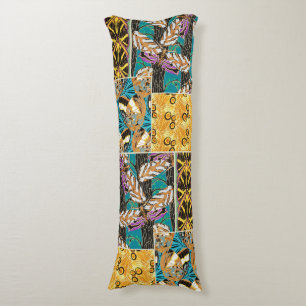 Vibrant Maximalist Teal & Purple Butterfly Art Body Pillow