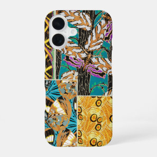 Vibrant Maximalist Teal & Purple Butterfly Art iPhone 16 Case