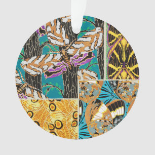 Vibrant Maximalist Teal & Purple Butterfly Art Ornament