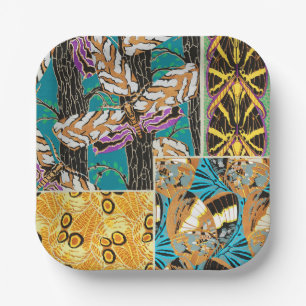 Vibrant Maximalist Teal & Purple Butterfly Art Paper Plate